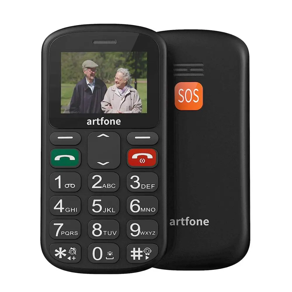 Artfone CF241A GSM раскладушка с большой кнопкой мобильный телефон для пожилых людей, мобильный телефон-раскладушка с кнопкой SOS-черный