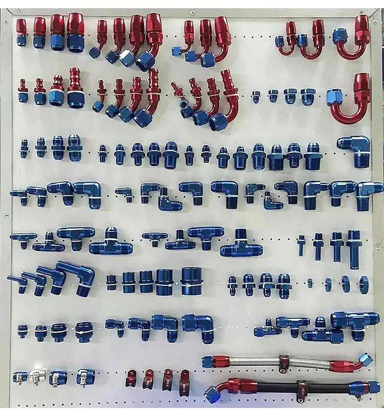 Custom logo black an barb fuel fittings aluminum 5/16 -6 -8 -10 -12an push lock hose end connections for rubber hose lines