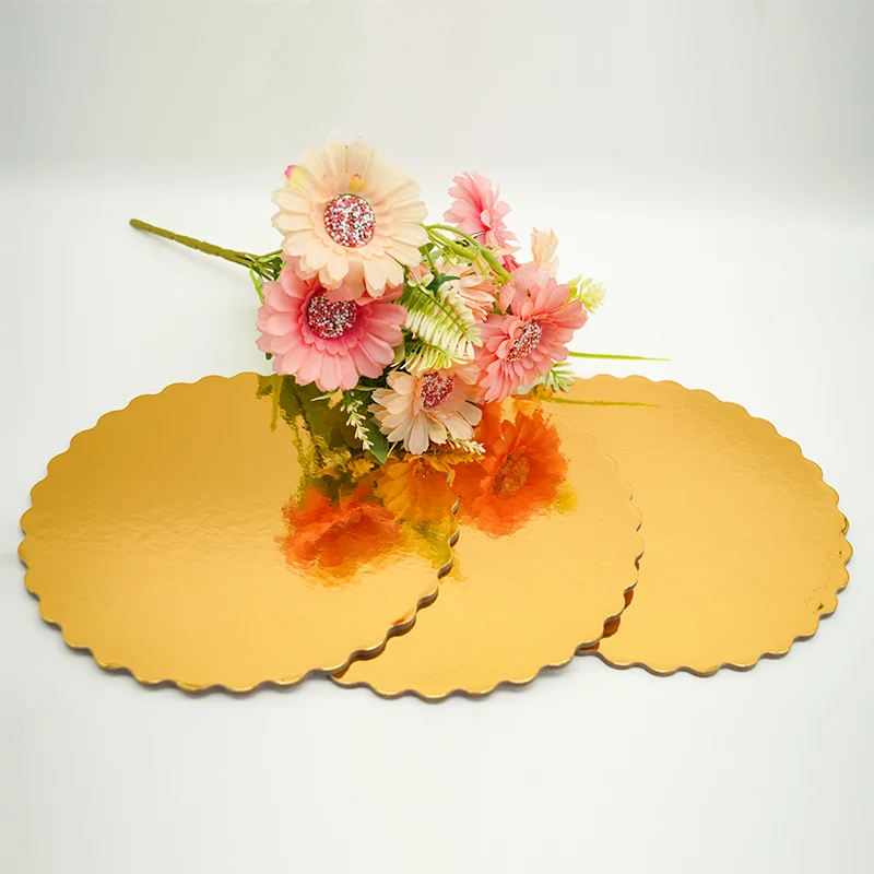 Wholesale Custom 10/12/14 inch  Sliver Gold Black Dessert cake base board round