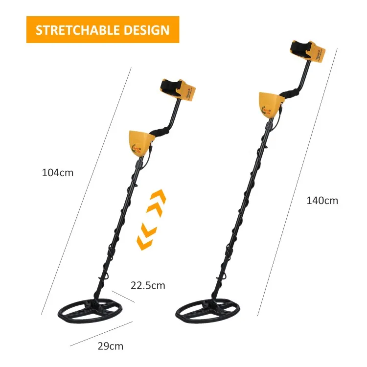 Metal Detector Underground Metal Finder Inductor G-old Treasure Hunter Seeker with LCD Display Sound Adjustment 5 Finding Modes