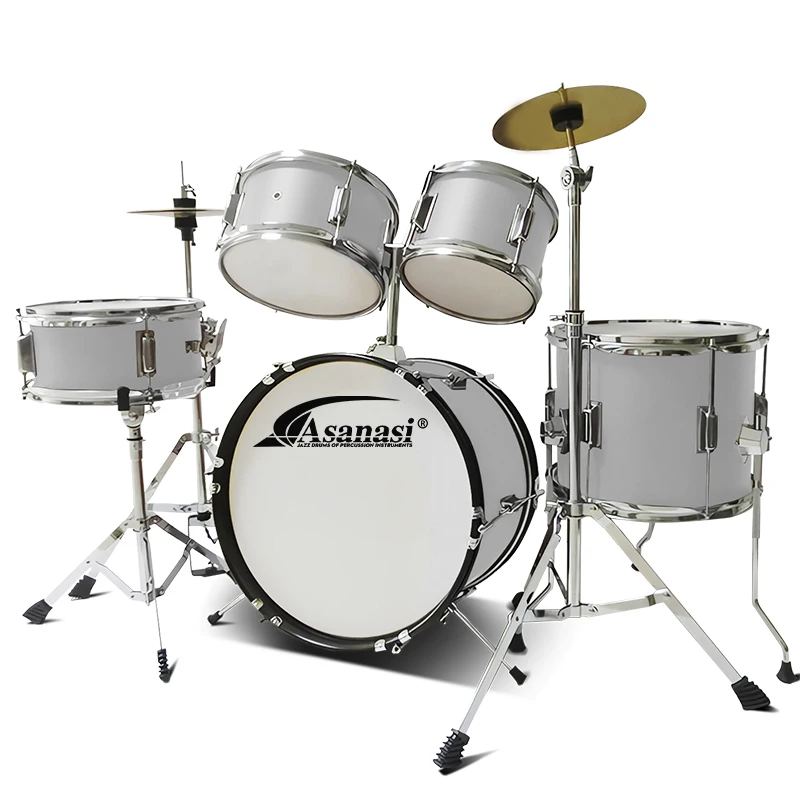 Nice design for child drum toy multi colors 5 pcs junior drum kit with cymbals and seat