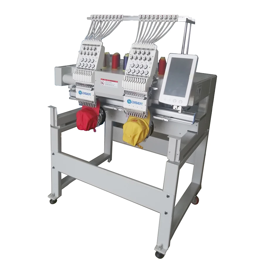 Factory Industrial Uses 9 12 15 Needle Two 2 Head Hat Logos Name Flat Caps Tshirt Digital Computerized Embroidery Machines