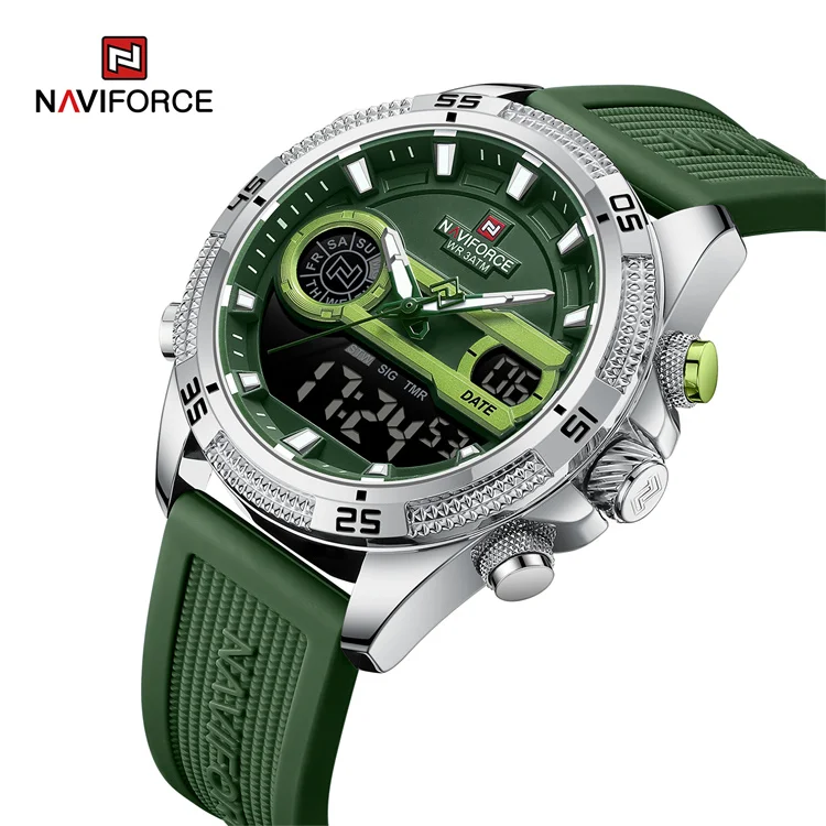 NAVIFORCE 9223 SGNGN новый дизайн мужские кварцевые цифровые часы водонепроницаемые полные календарные наручные relojs