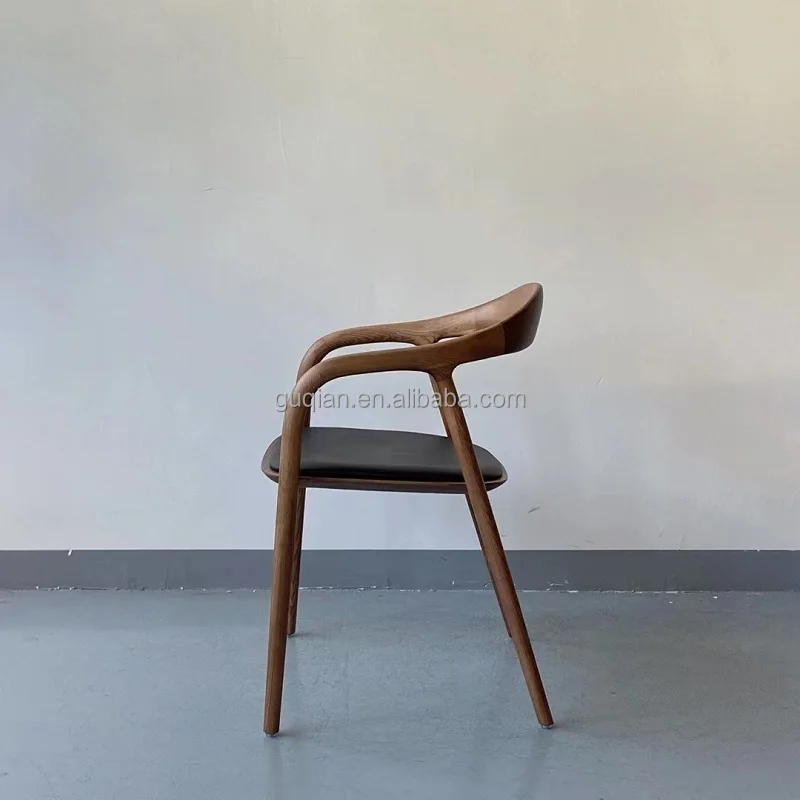 Nordic Designer Classic Wooden Armrest Lounge Chair Modern Chinese Solid Wood Dining Chair Home Restaurant Leisure Furniture Use