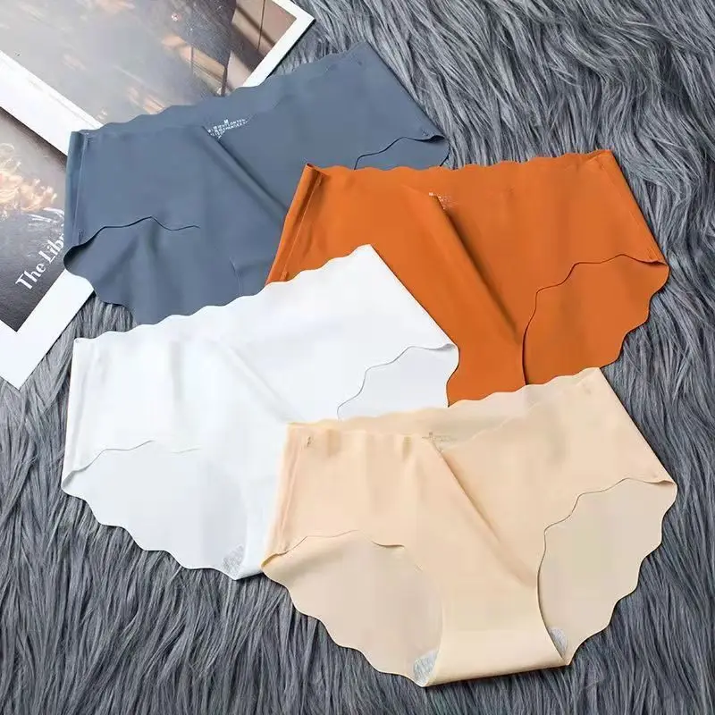 Wholesale Cheap Price female lady briefs girls smooth plain panty panties silk satin underwear ruffle women seamless panty