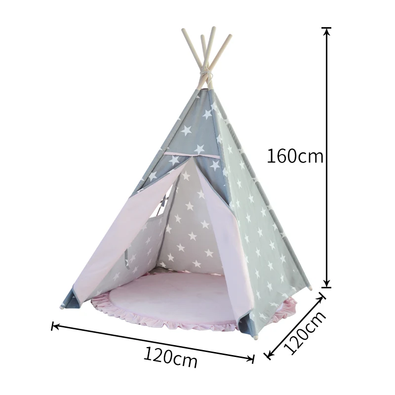 Ningbo Love tree Stripe Cotton Canvas Teepee  cotton bed indoor outdoor party tienda toy Tipi Kids Teepee Tent