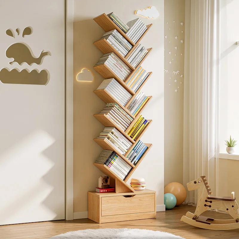 Custom Wood Freestanding Shelving Unit Wooden Bookcase Cube Display Book Shelf 7-Tier Bookshelf Living Room Furniture