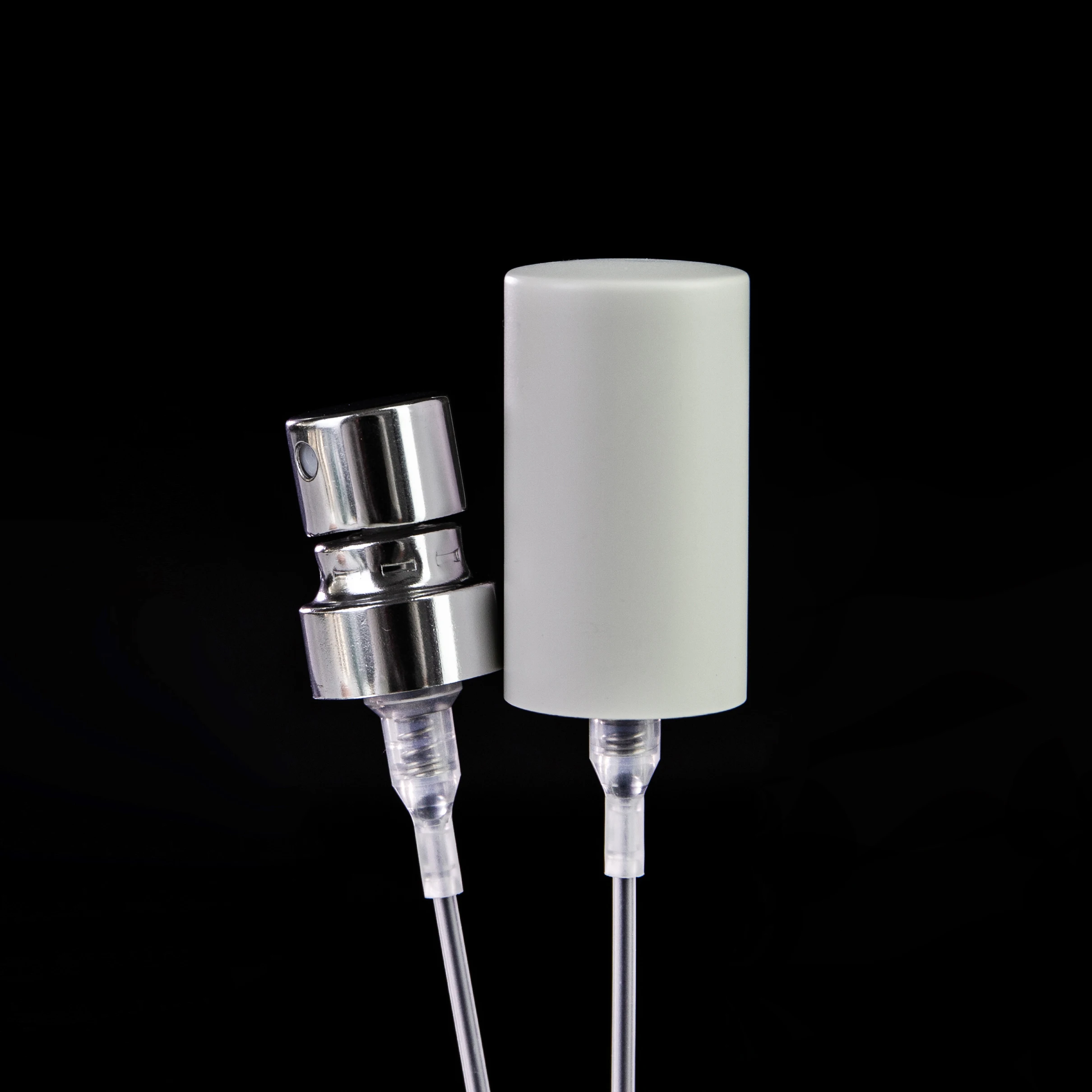 13.5mm Crimp version manufacturer mist perfume sprayer pumps with Matte white paint anodized aluminum dust cap