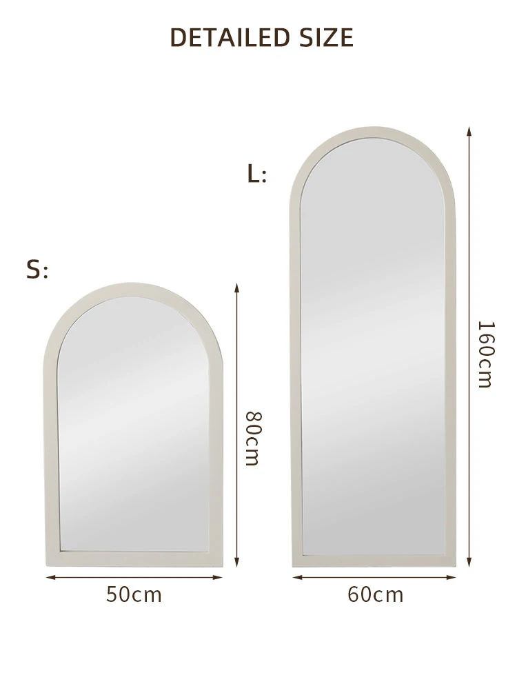 Modern nordic minimalist bedroom white arch floor mirror dressing full length mirror