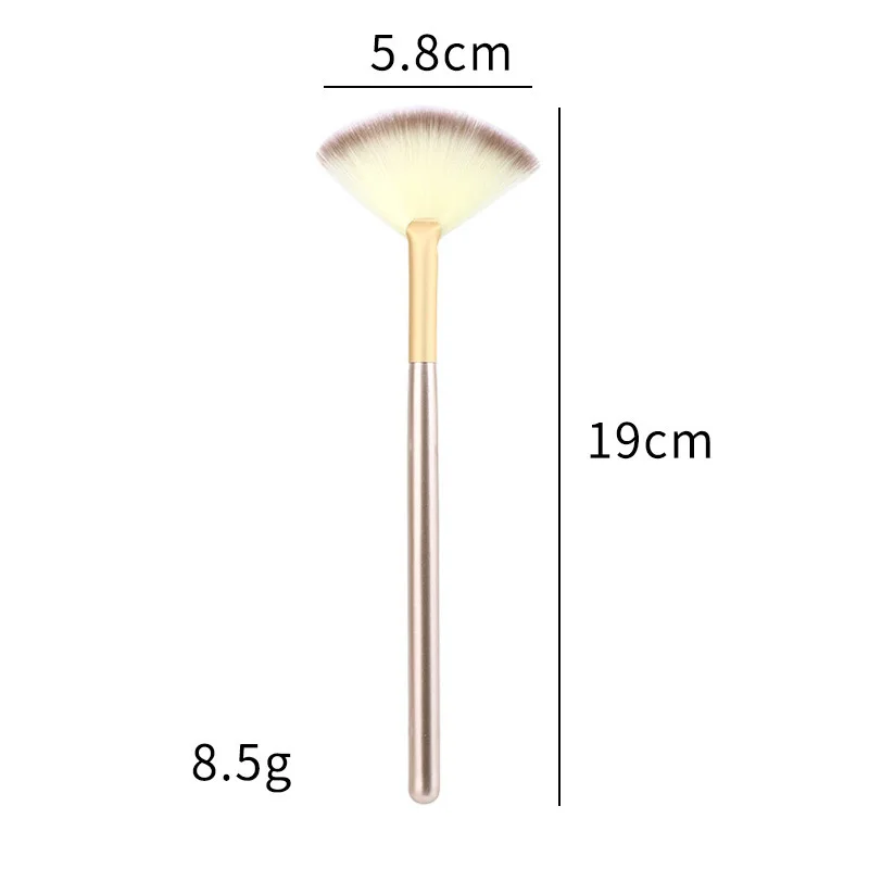 Wholesale Private Label Makeup Fan Brush 2024 Wood Handle Synthetic Hair Blush Beauty Supplies Fan Brush