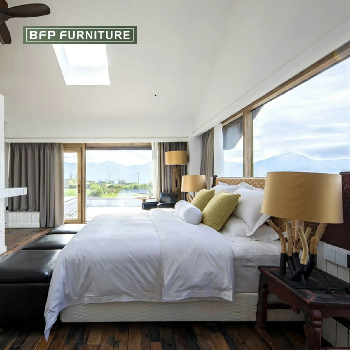 BFP Home Commercial Hotel Project Furniture Resort Villa Hotel Bedroom Furniture Solid Wood Style