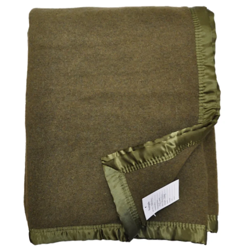 BLUE PHOENIX blanket for army 100% wool thick heavy winter refugee relief first aid satin trim army green color for NATO