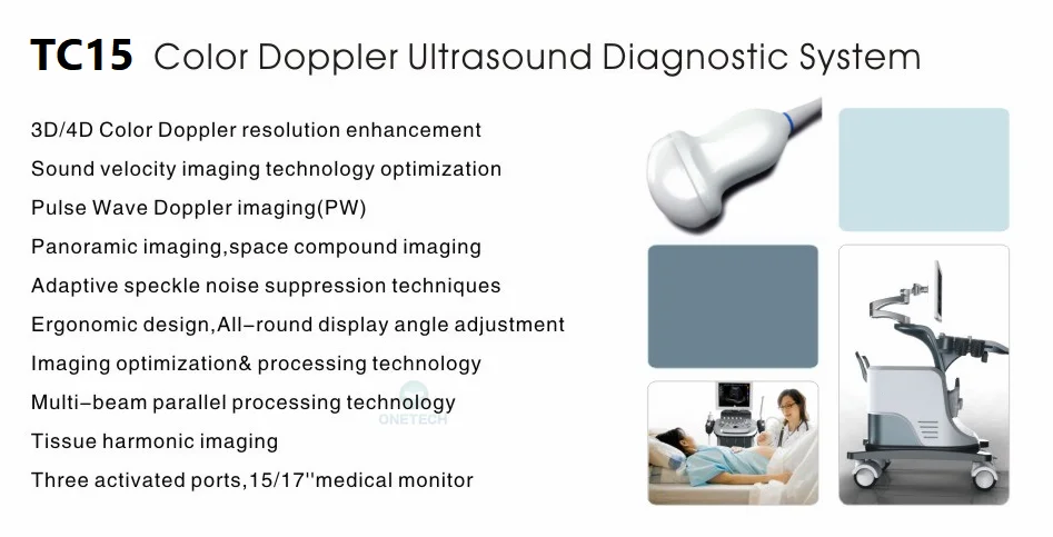 TC15 Mobile Color Doppler Digital Ultrasound 3d 4d Mult Probe Trolly Ultrasound Scanner Echo Ultrasound Machine For Pregnancy