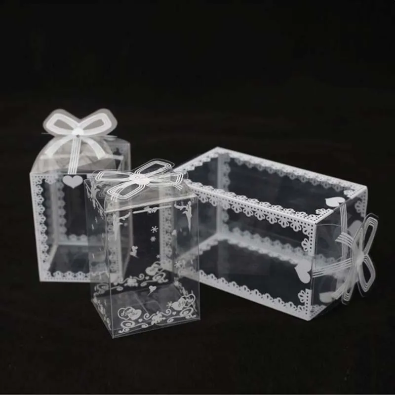 50/100pcs Clear PVC Box Packing Wedding/Christmas Favor Cake Packaging Chocolate Candy Dragee Apple Gift Event Transparent Box