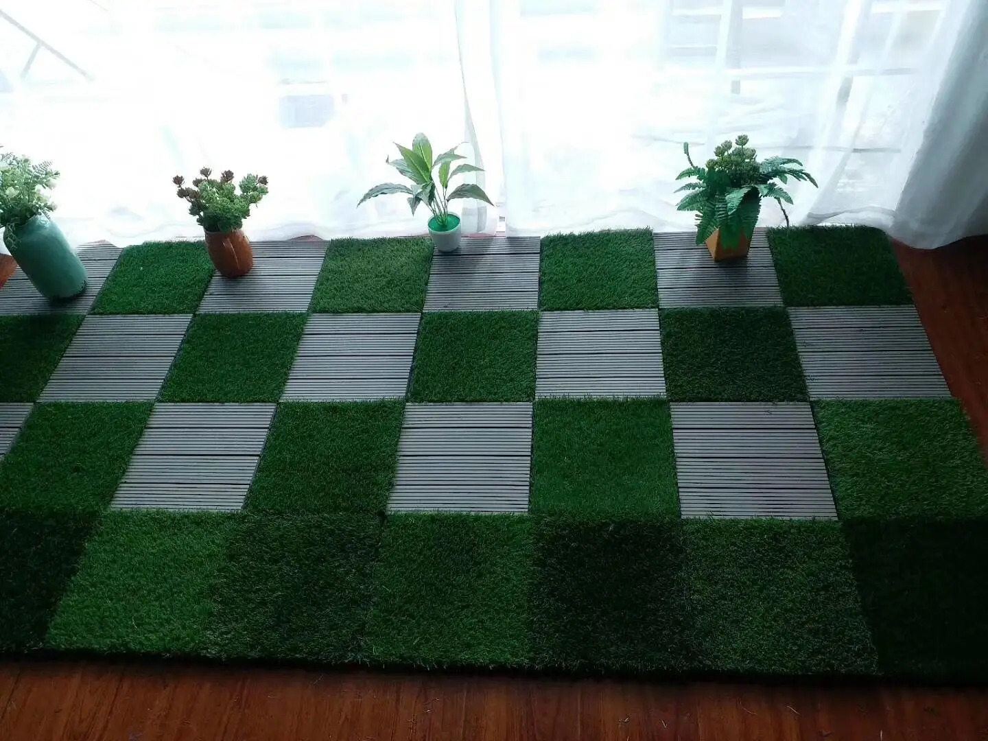 Latest Styles PP Tile Artificial Grass Synthetic Grass for home