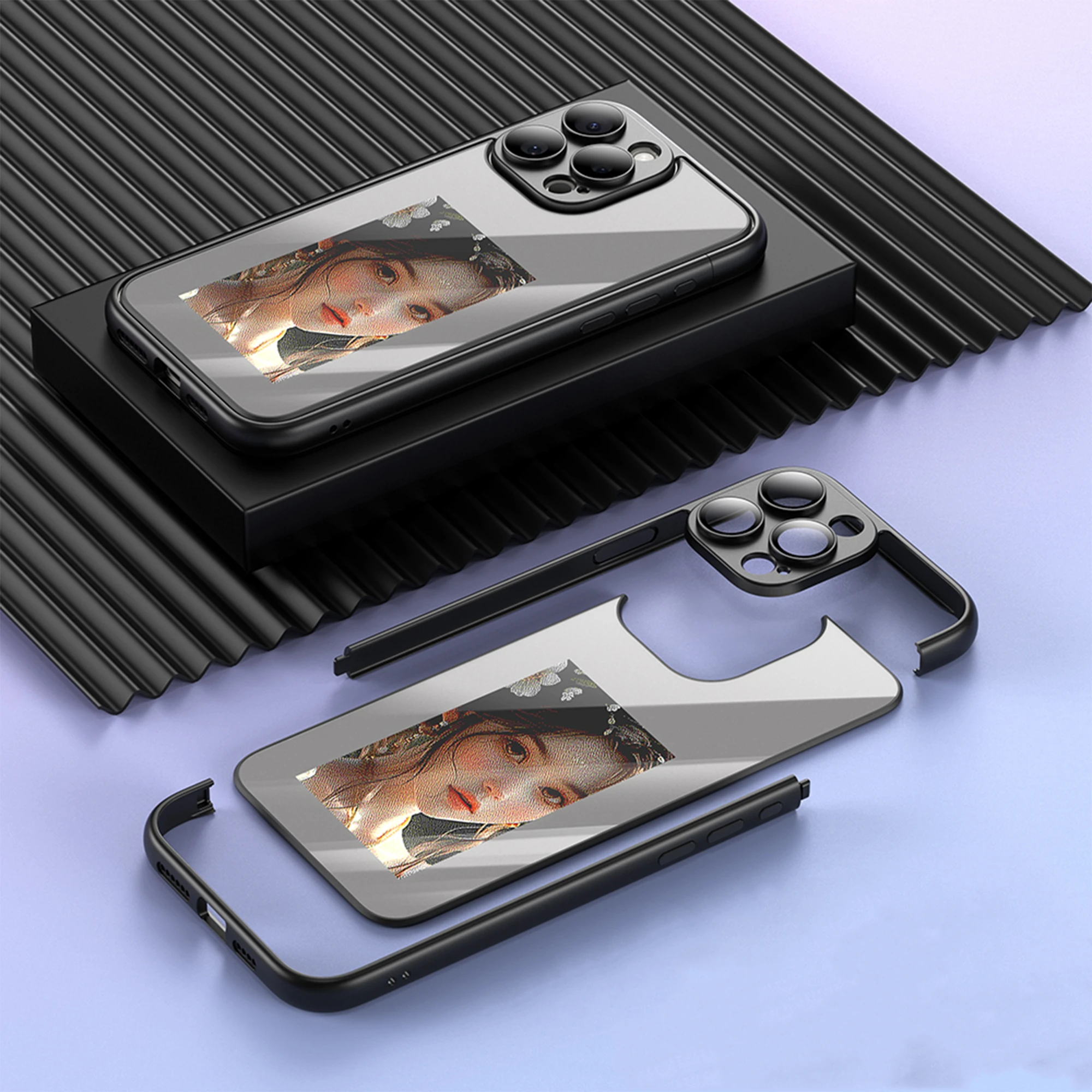 New 4 color Luxury designer smart Display screen mobile accessories for iphone 14 15 16 Pro max DIY NFC E ink phone case