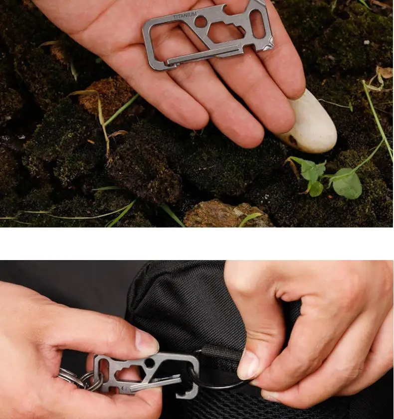 Bottle Opener Outdoor TC4 Titanium Alloy Portable Hanging Buckle Camping Trip Mountaineering Multi-purpose Quick Hanging Fishing