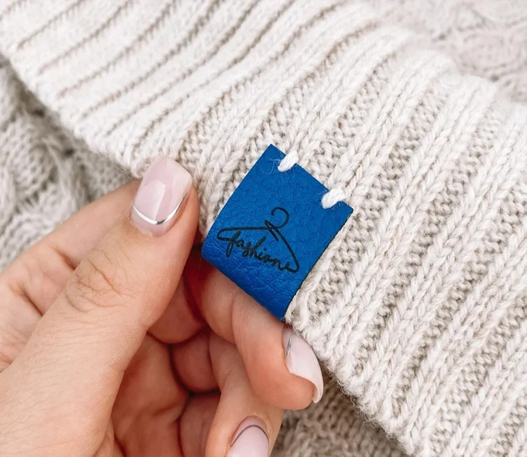 PU Faux Leather Tags Leather Jeans Label with logo Embossed Patch leather Label Handmade