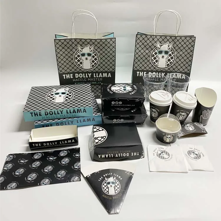 take away printing design leakproof crepe paper box printed logo