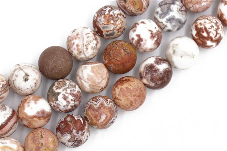 Natural Round 8mm 10mm Matte Mexican Crazy Lace Agate Loose Stone Beads Strand for  Bracelet Necklace Jewelry Making