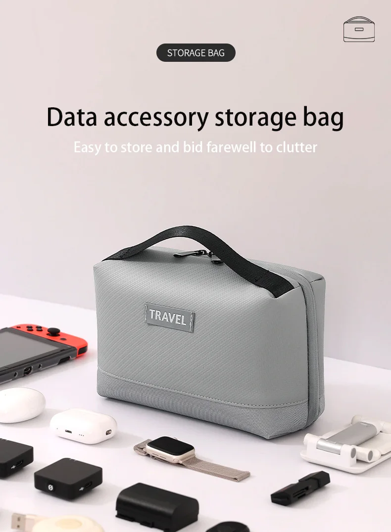 Data cable storage bag, travel power bank earphone storage box, cosmetics compartment storage digital bag