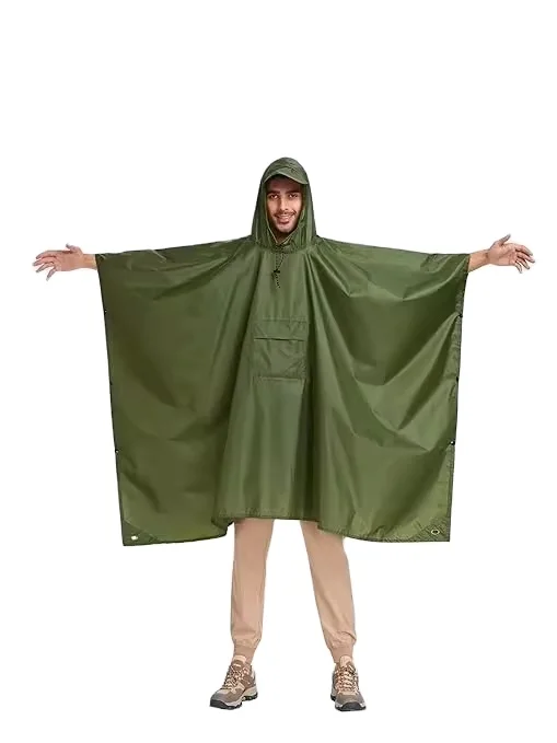 Unisex Waterproof Poncho Raincoat for Adults Hiking Mountaineering Travel Camping Hooded Raincoat Tent Camping Mat Boys Girls