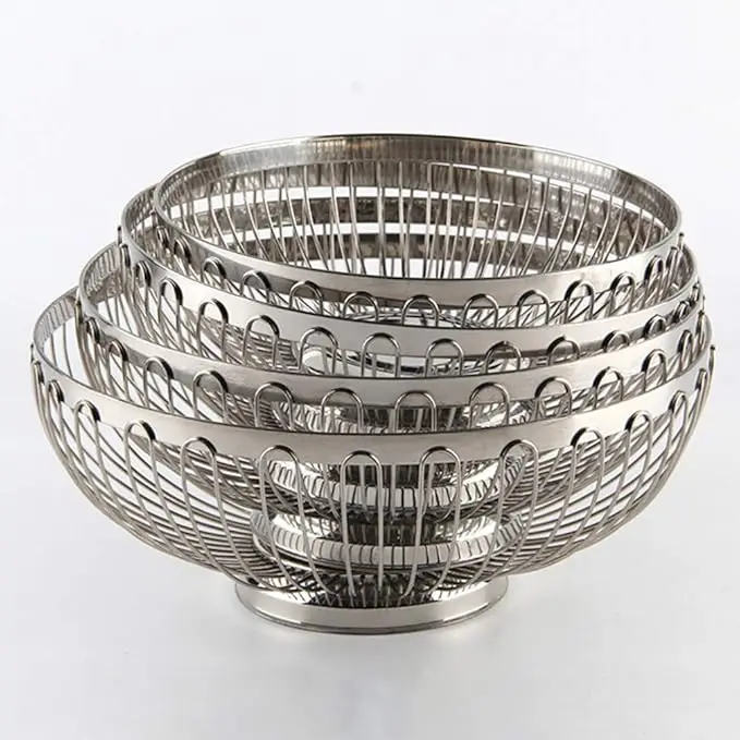 Wholesale Factory Price Oval Shape Metal Bread Basket Fruit bowl Food Storage Baskets For Living Room