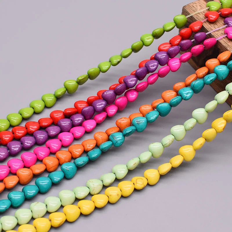 Wholesale Natural Gemstone Stone Turquoise Beads Heart Shape Loose Spacer Beads For Jewelry Making DIY