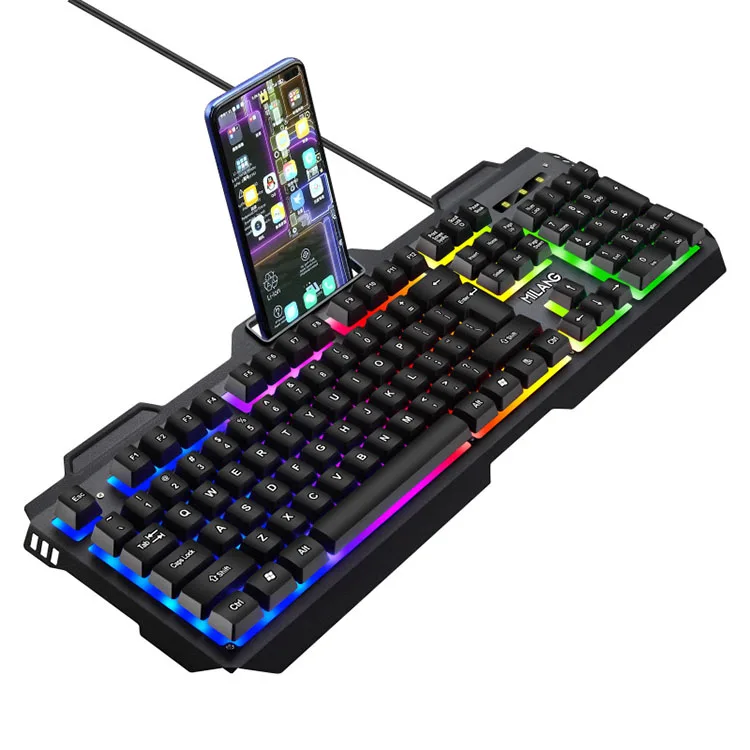 Milang K806 металлический манипулятор с Цветной подсветкой Настольная компьютерная игровая плавающая клавиатура
