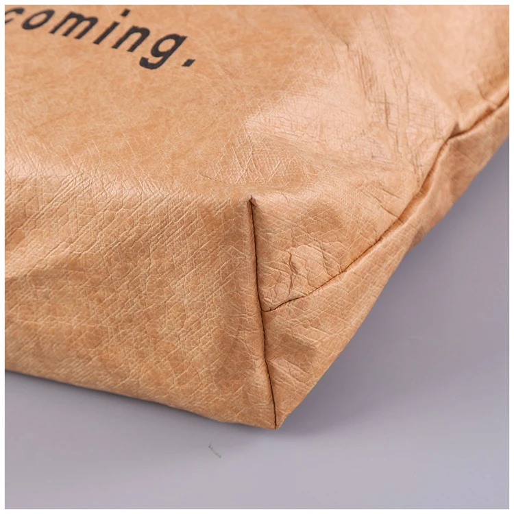 High quality Customized Eco Recycled Classic Brown Tyvek Storage Tote Bag With Cotton Liner