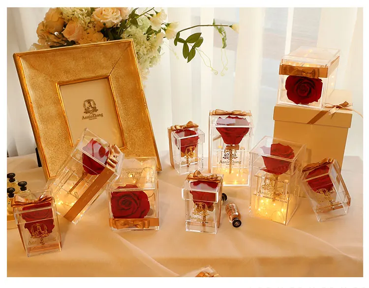 new design long stem 38 cm eternal roses preserved hydrangea dried flowers rose bouquet