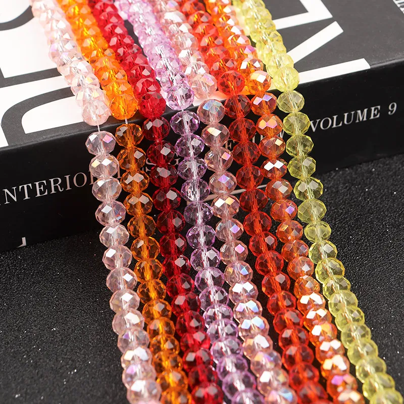 
LUYAO Faceted Glass Crystal Beads Strands Briolette Rondelle Crystal Beads Spacer for Jewelry Making 