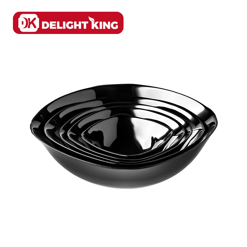 Home use Printed Flower Decoration Stock opal glass dinner Set dish plate bowl black opal glassware dinnerware