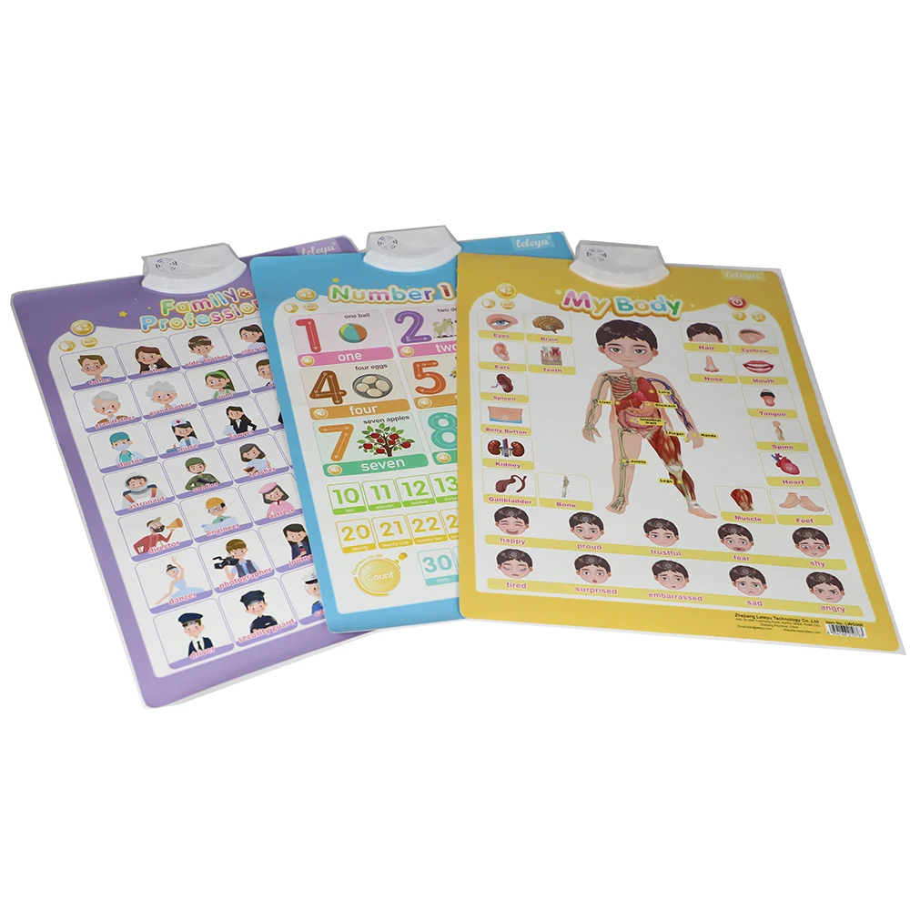 Customized Cheap Talking Poster Toy for Kids Learning Numbers Chart 1-100 Music Sound Book