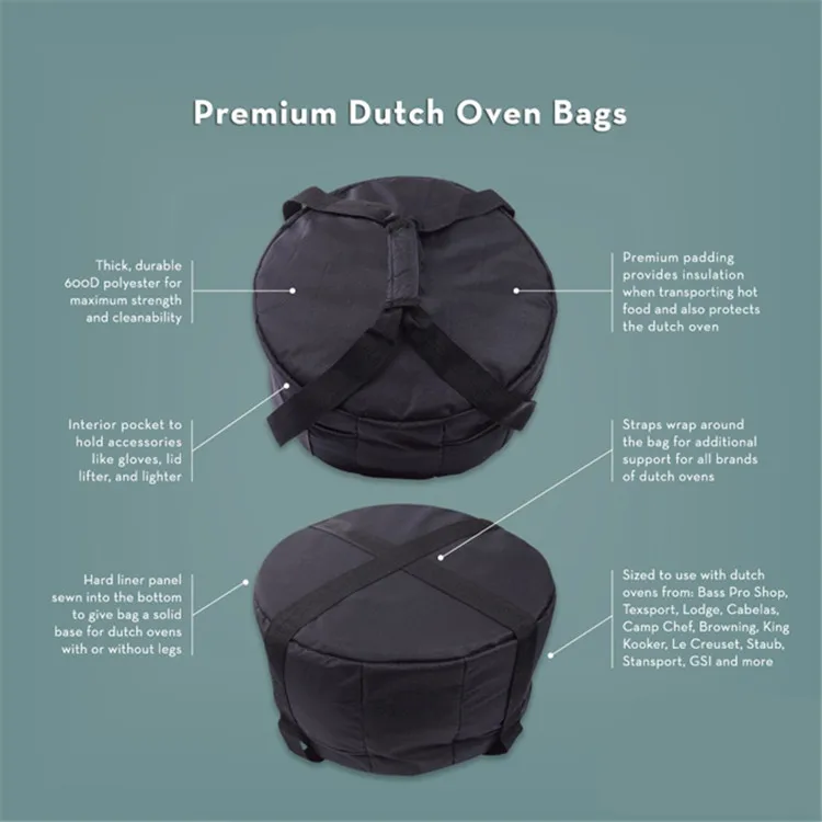  Custom Thick Foam Padding 600D Polyester Camping Dutch Oven Carry
