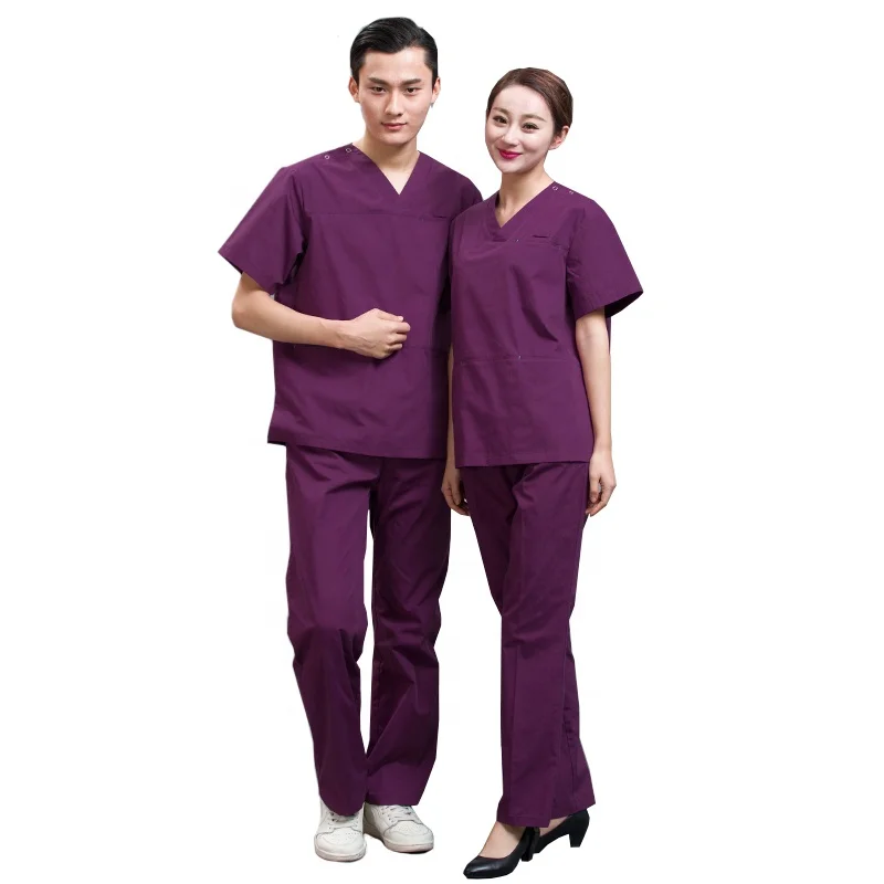 wholesale short sleeve  Breathable hospital dental nursing medical scrub set uniforms 65% polyester 35% cotton dental scrubs
