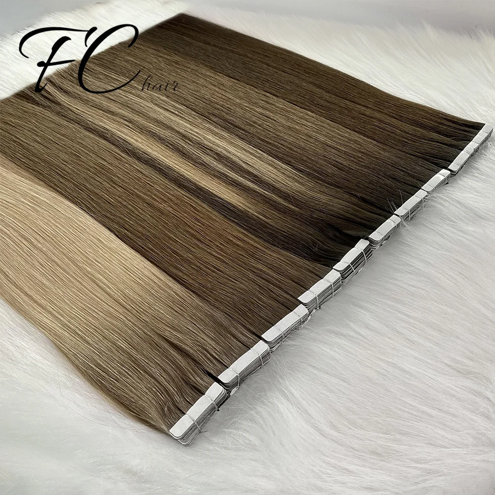 Russian Tape In Human Hair Extensions Double Drawn Remy Cuticle Intact 100% Human Tape In Hair