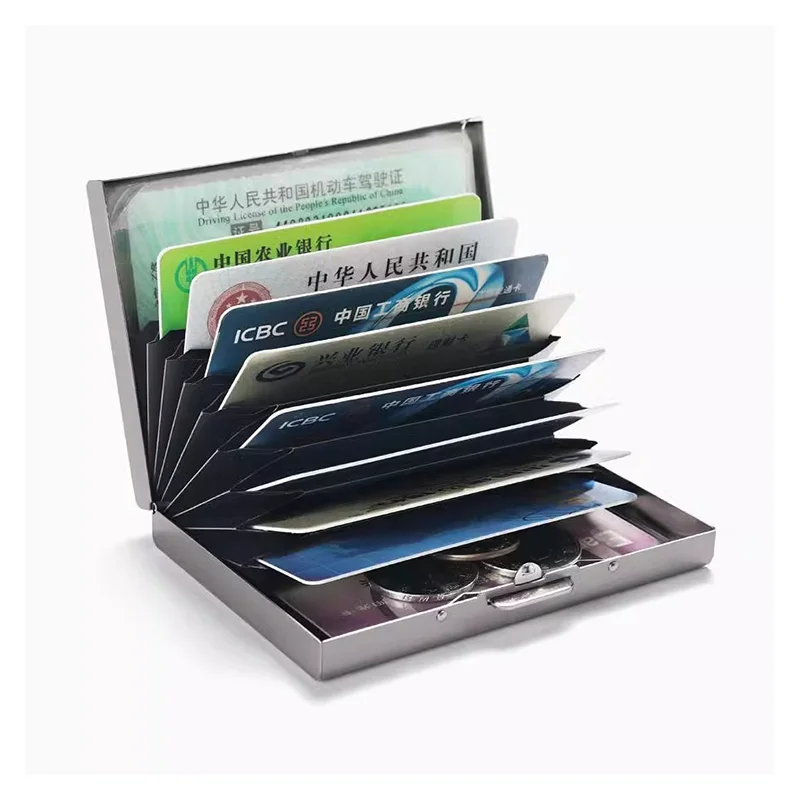 Высококачественный мини-кошелек RFID из нержавеющей стали, держатель для кредитных карт, чехол для визиток, Металлический футляр для удостоверения личности для мужчин и женщин