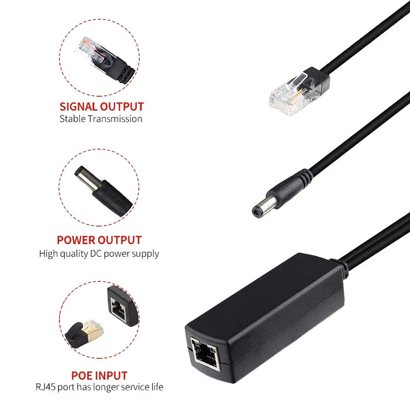 Active POE Splitter Waterproof 48V POE 10/100M Input To DC Output 12V For IP Camera/Wireless AP/CCTV