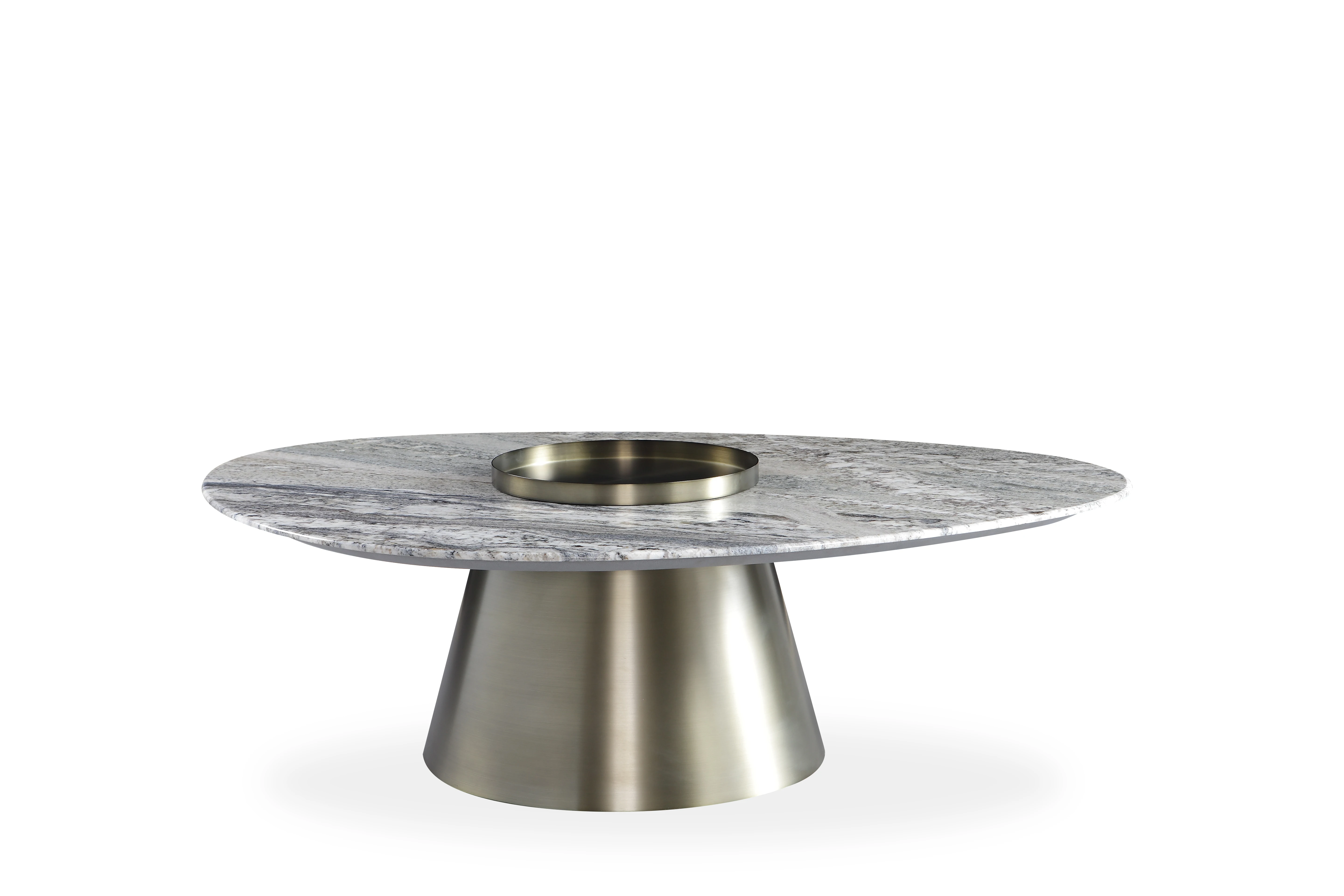 WholWholesale living room furniture modern design natural stone marble coffee table with stainless steel legs