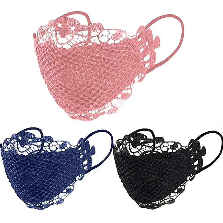European and American hot selling lady lace facial mask washable and reusable in various colors  delicate lace decal facial mask