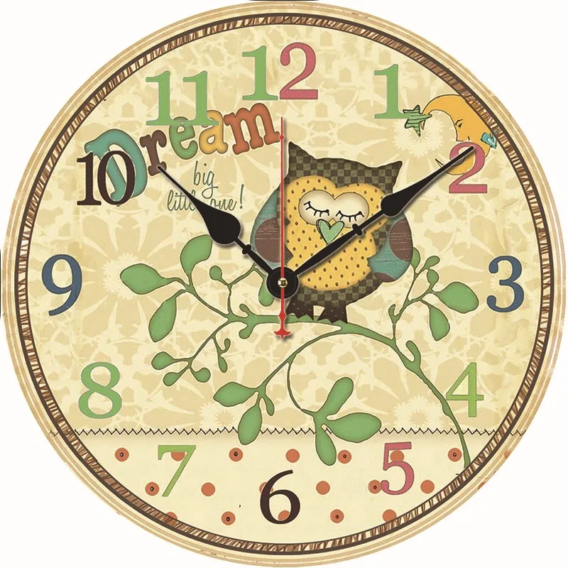 14 inch Promotion classic cheap wooden wall clock cock retro American style for farmhouse living room decoration