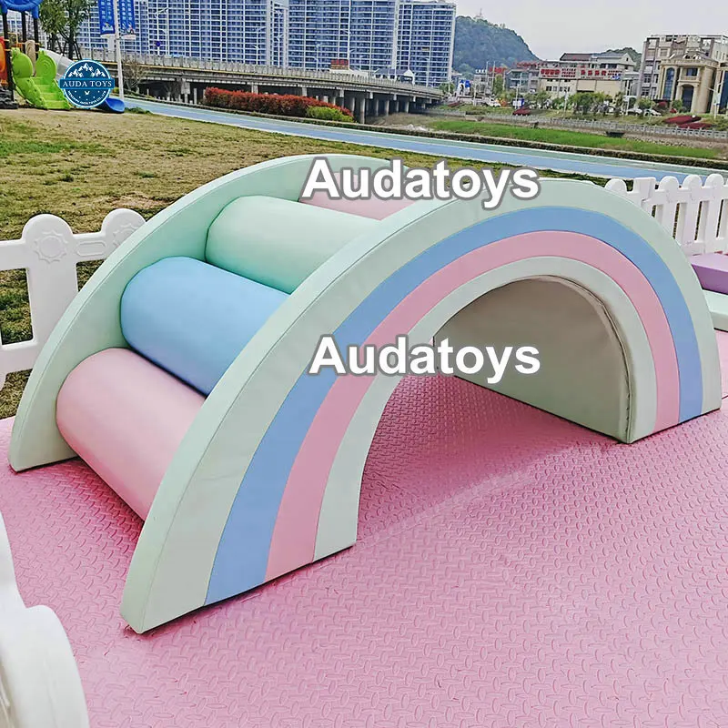 Customs Pastel Macaroon Kids Soft Play Indoor Playground Rainbow Arch Or Wedding Party