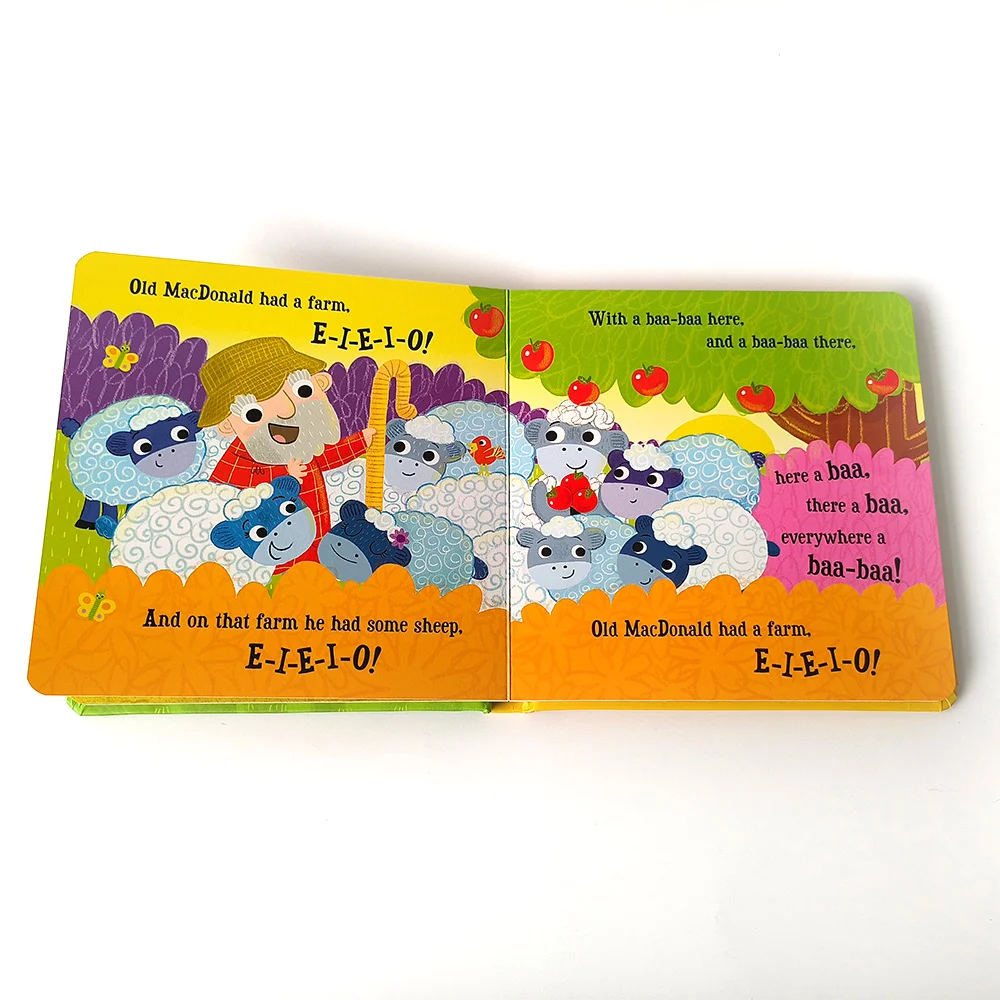 Children book printing soft cover Old macdonald Had a farm board books publish printed kindergarten Education books