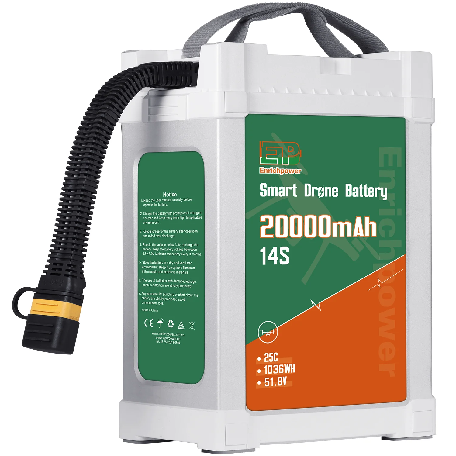 Original Factory EP 14S 20000mAh  51.8V  1036Wh 20C BMS Smart Lipo Battery Pack For Agriculture Heli Drone