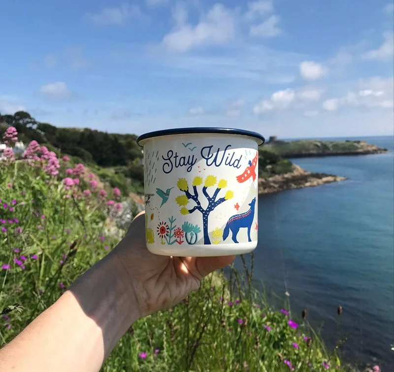 Campfire Mug Retro 16oz Enamel Coffee Mug Wholesale Enavintage Stainless Steel Modern Cup Custom Logo summer Camping Mug