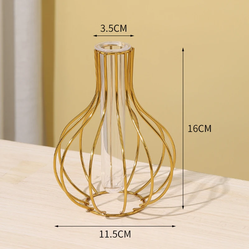 New Design Iron Line Flower Vase Hydroponic Plant Metal Plant Holder Nordic Styles Tabletop Home Decoration Modern Flower Vase