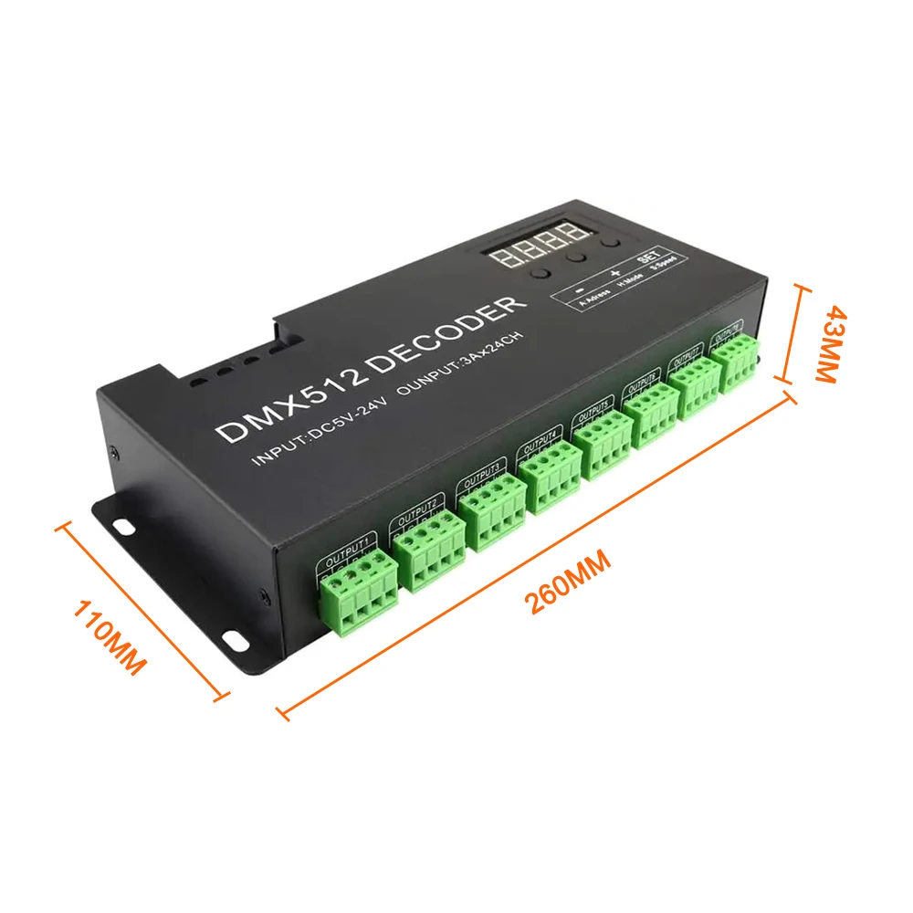 Сигнал управления DC5-24V PWM 24 канала цифровой DMX512 светодиодный декодер для освещения DMX RGB