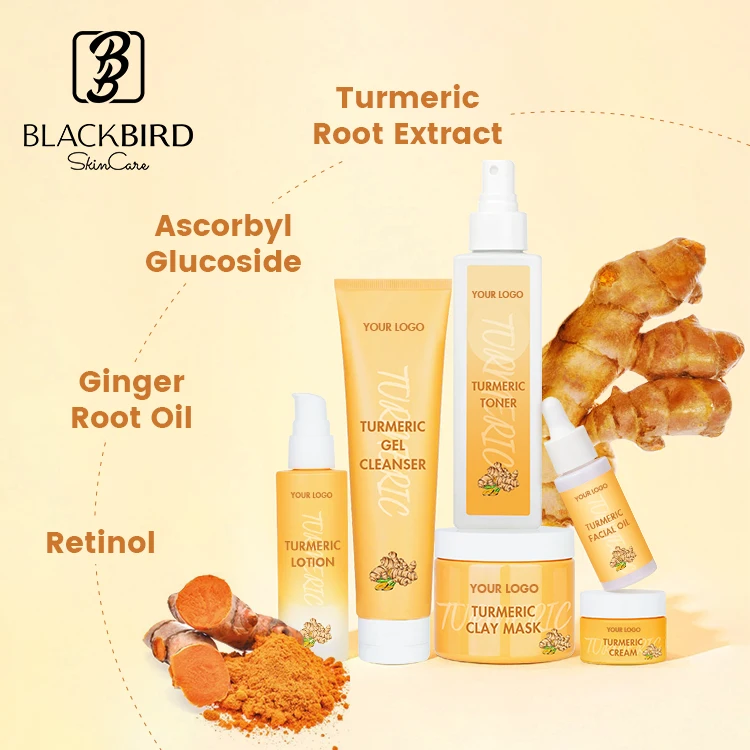 Private label Korea Cosmetic Available Whitening Brightening Anti-aging Glowing Turmeric Face Skin Care Set