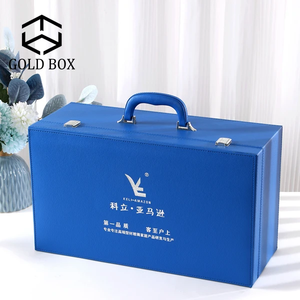 Customized Aluminum Alloy Material Briefcase with Door Window Sample Display Box Glass Color Card Head Skirting Line